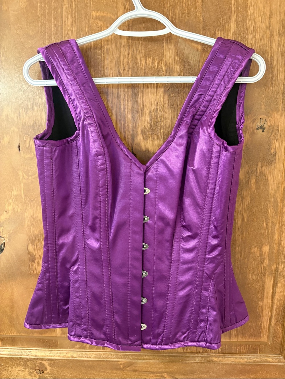 Purple Satin Corset Top with Front Busk